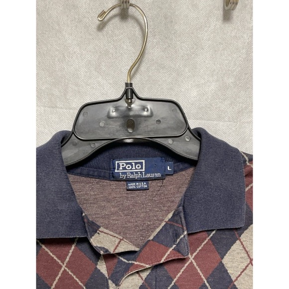 VTG Polo Ralph Lauren Polo Shirt Men L Argyle Golf Rhombus AOP Geometric USA 90s - Picture 6 of 7